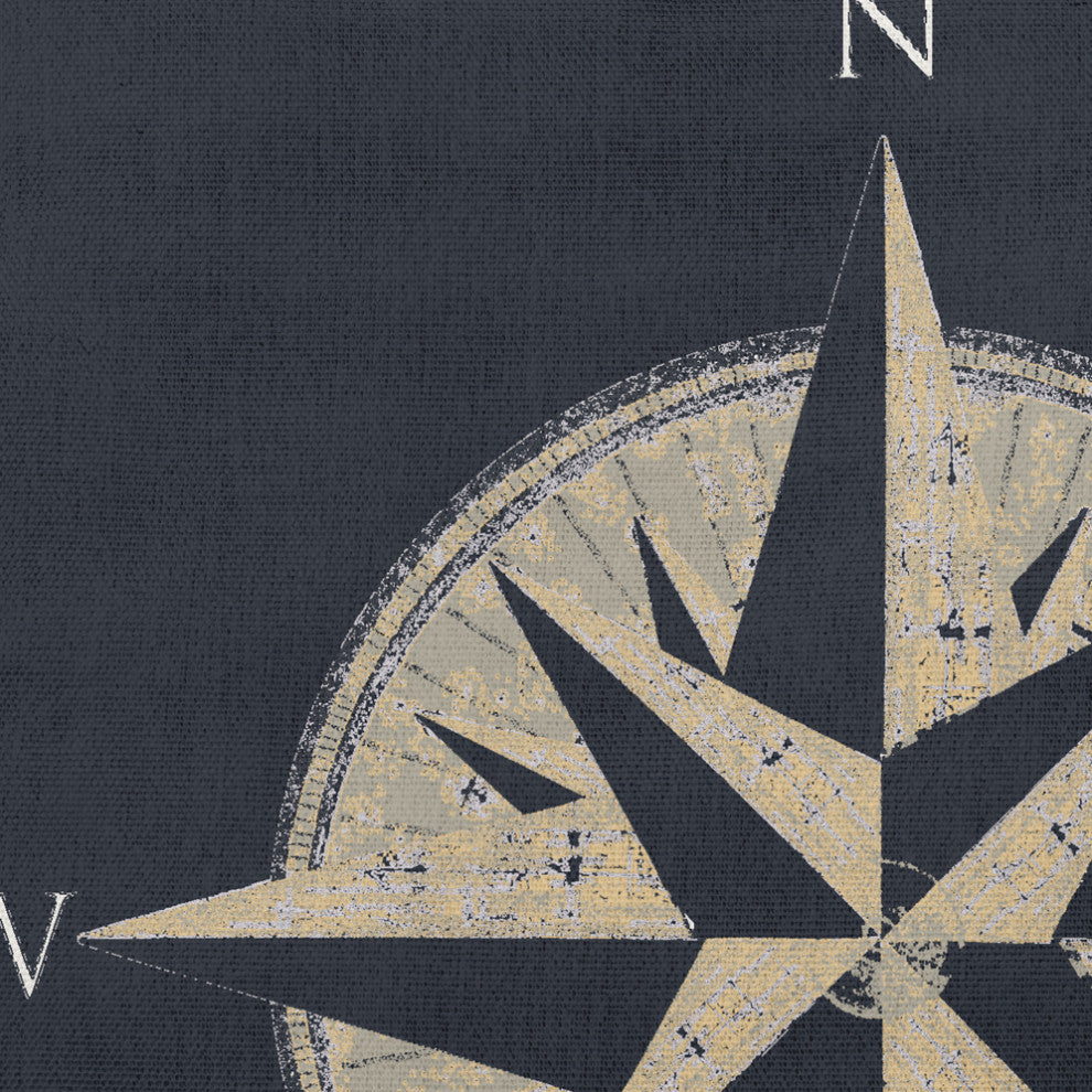 18x18" Compass Nautical Decorative Indoor Pillow, Shark Blue