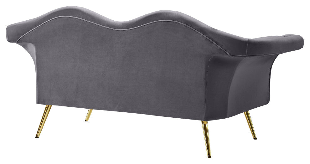 Lips Velvet Upholstered Loveseat, Gray