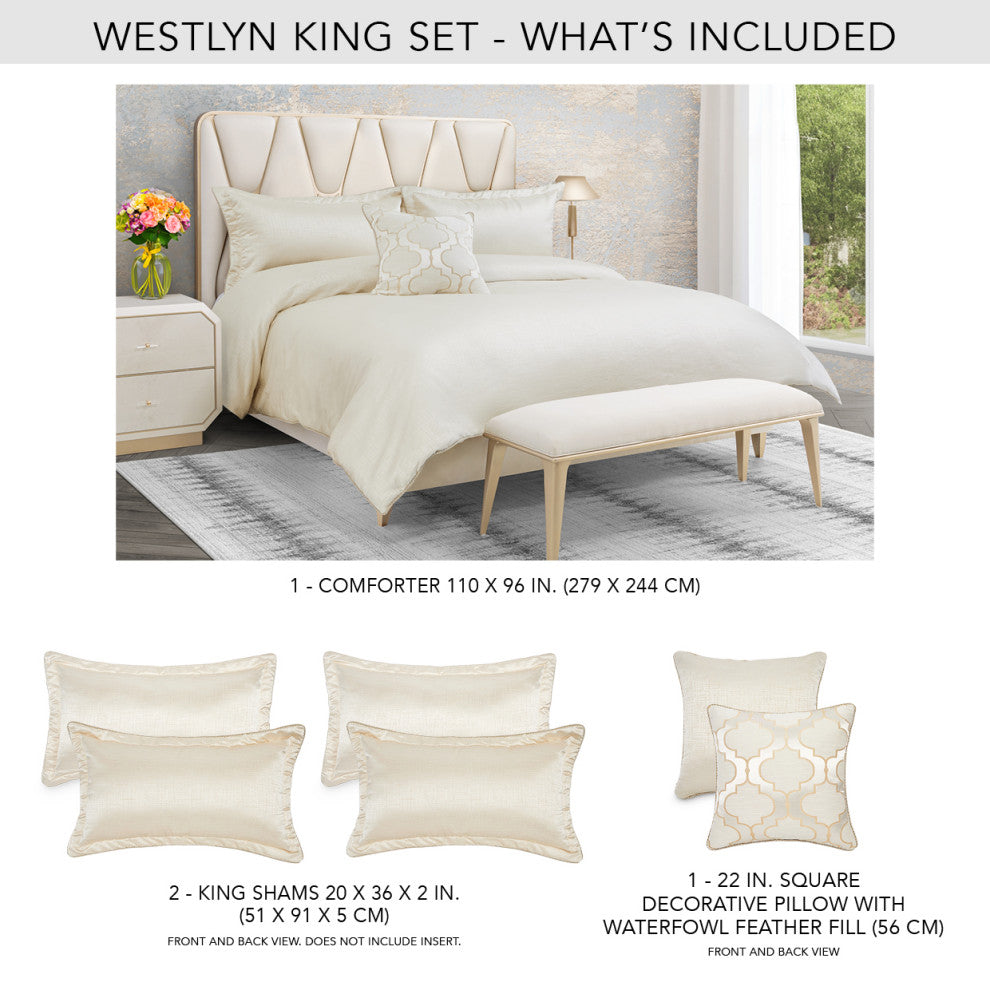 Westlyn 4-Piece King Comforter Set Ivory