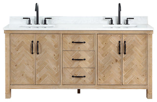 Javier Bath Vanity, Composite Stone Top, Antique Brown, 72", Double Vanity, No Mirror
