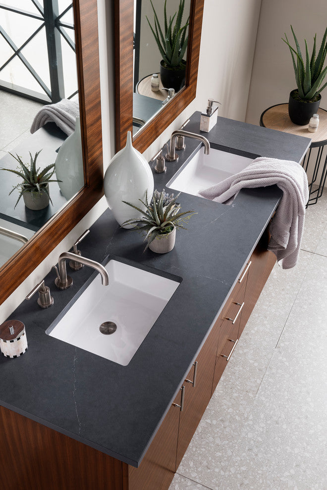 Metropolitan 72" Double Vanity, American Walnut, Charcoal Soapstone