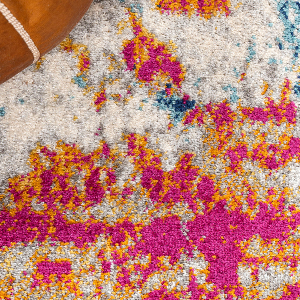 Sunset Modern Abstract Area Rug, Blue/Multi, 4 X 6