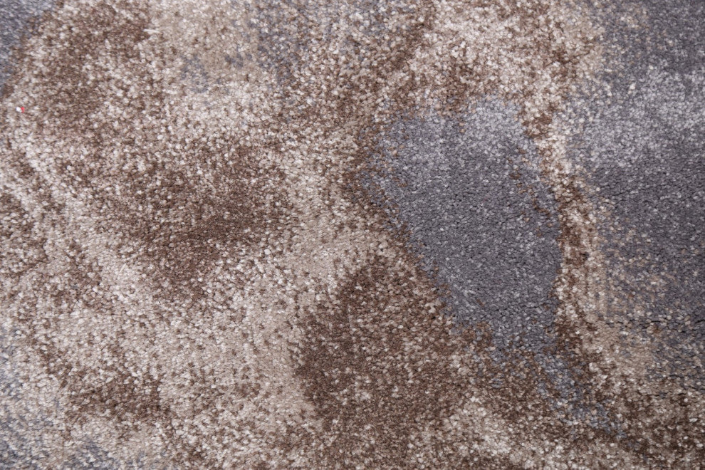 Turkish Abstract Brown Transitional Oriental Rug Contemporary Carpet 3x10