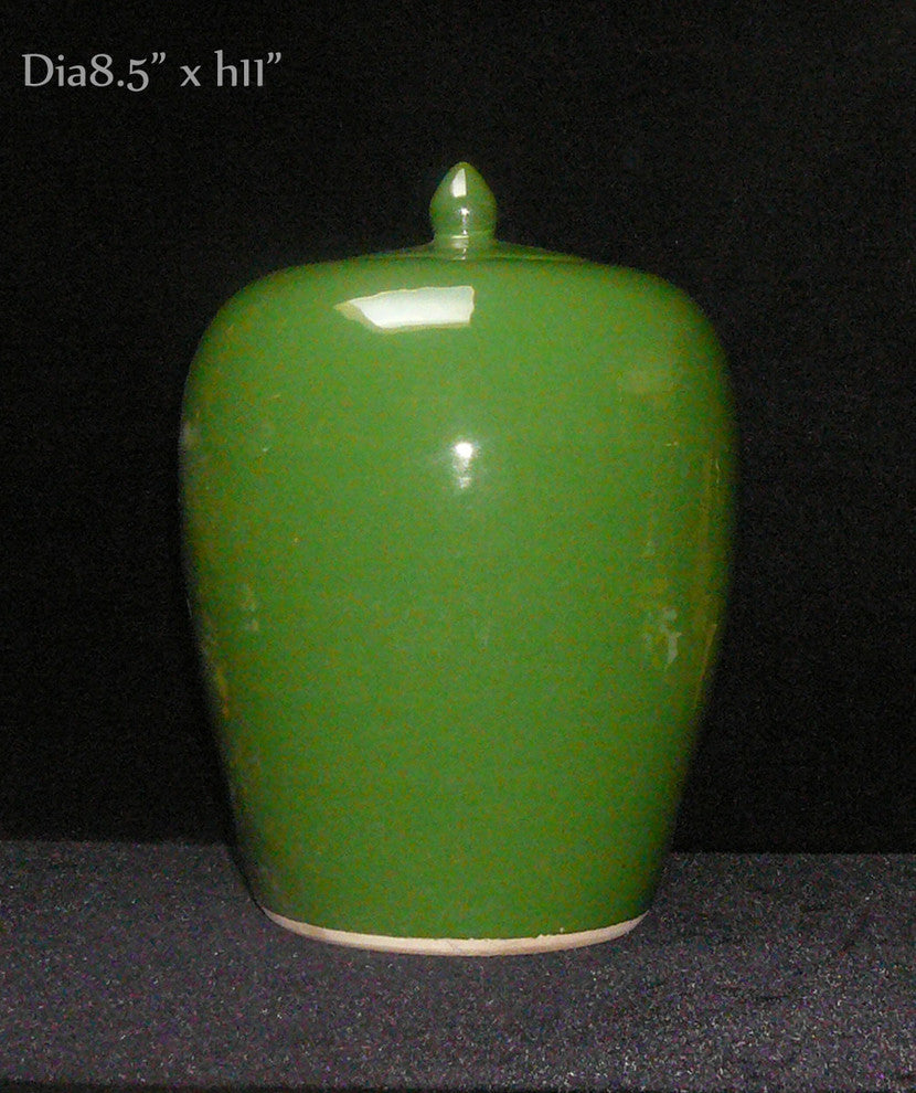 Simple Plain Green Glaze Porcelain Vase Jar