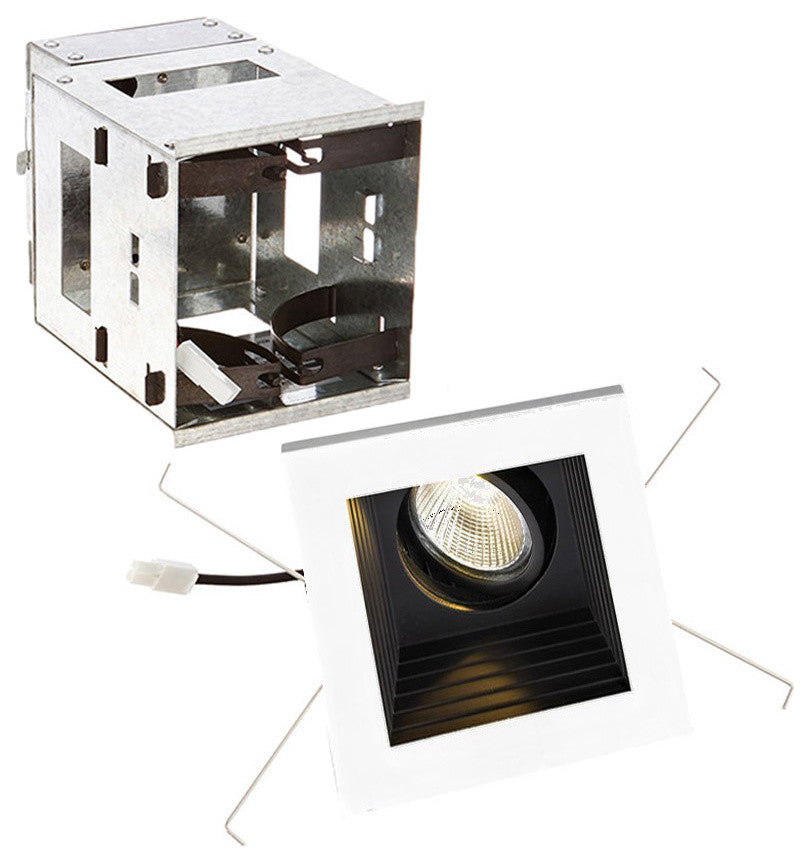 Mini Multiple LED Single-Light Remodel Housing With and-Light 3500K Flood, Black