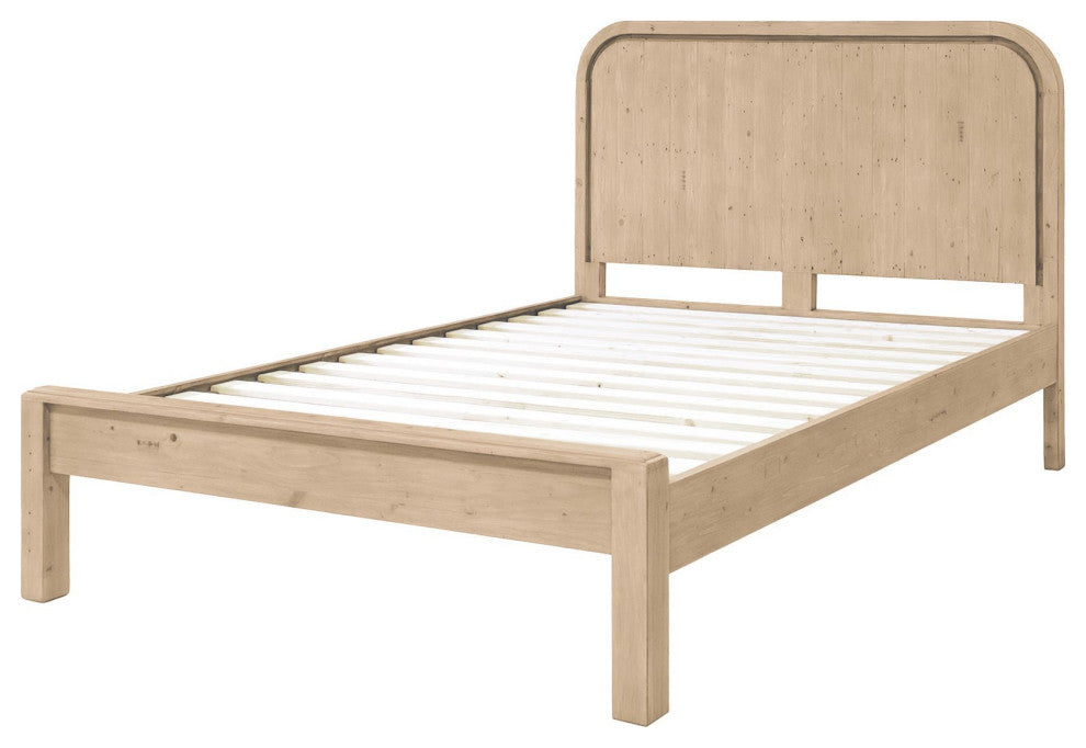 Opera Pine Wood Panel Bed, Brown, King
