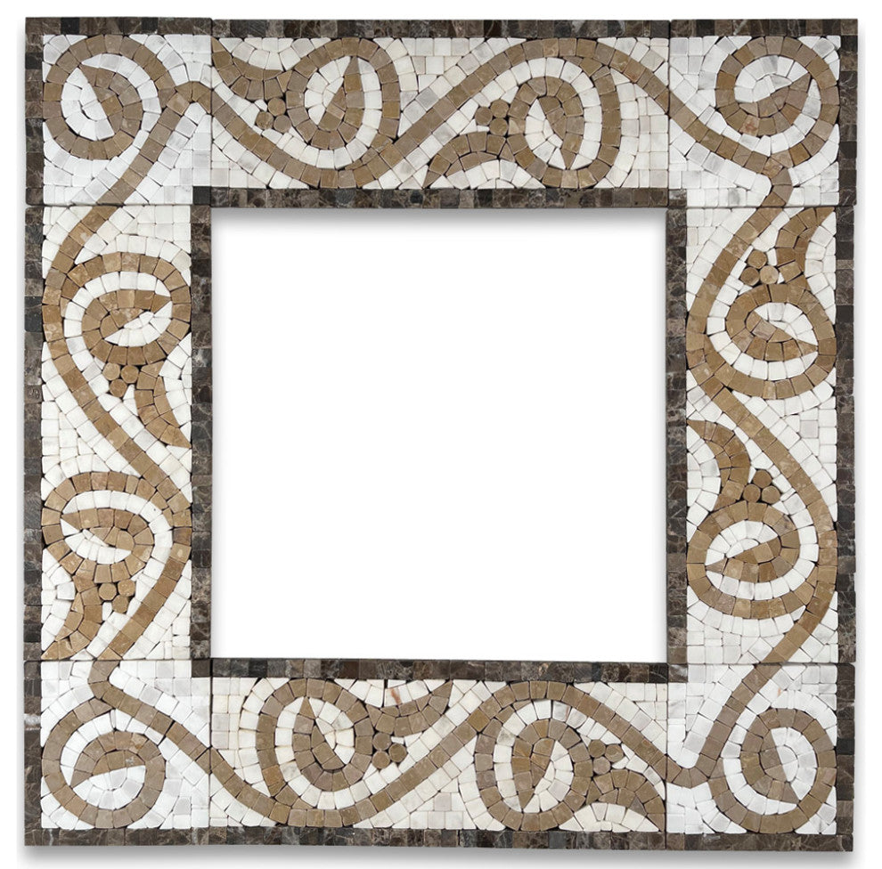 Marble Mosaic Border Bathroom Listello Tile Garden Gold 4x9.8 Tumbled, 1 piece