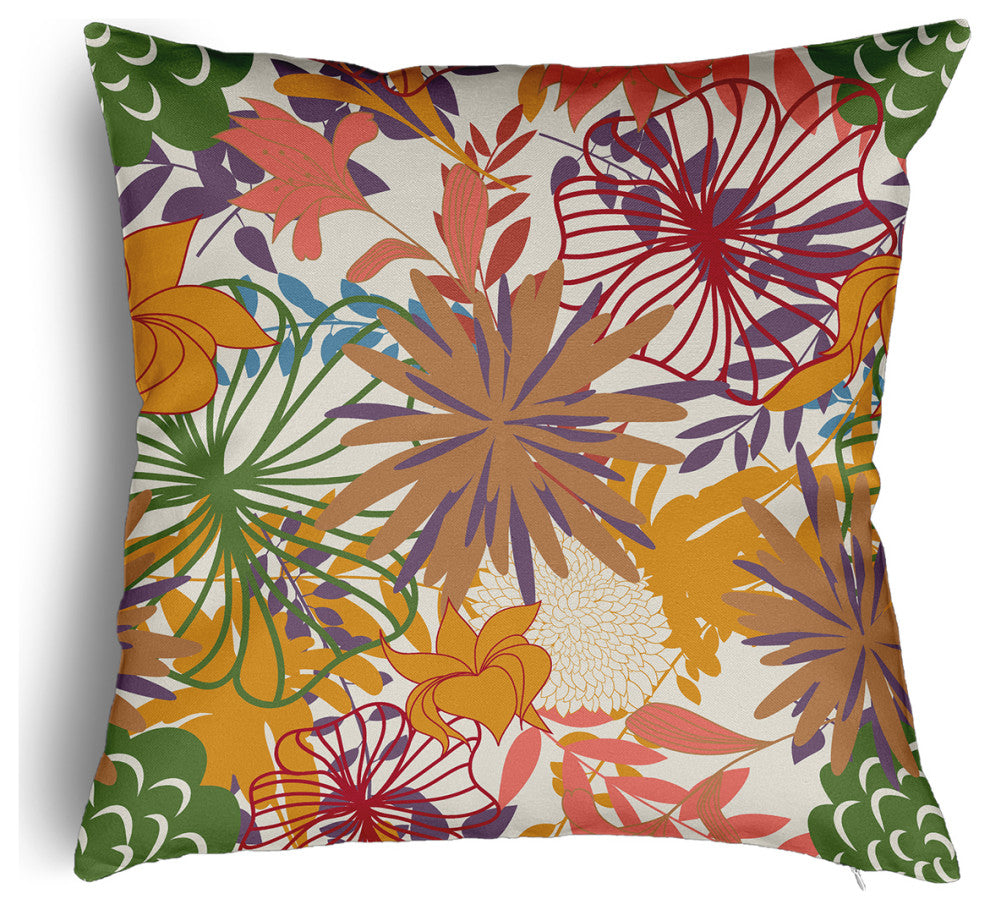 Jumble Floral Accent Pillow With Removable Insert, Scallion, 24"x24"
