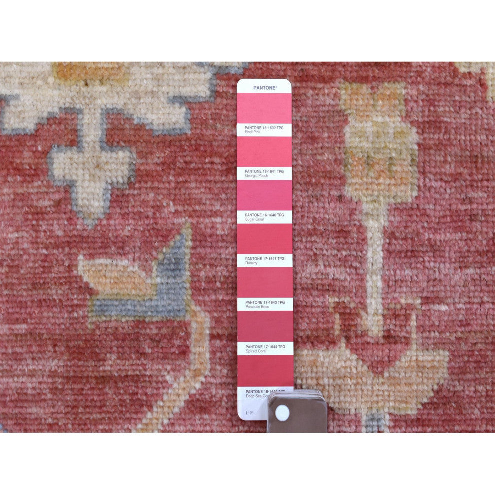 Coral Red Afghan Angora Oushak Soft Wool Hand Knotted Oversized Rug 11'10"x14'3"