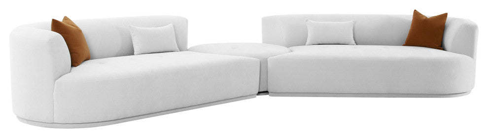 Fickle Grey Velvet 3-Piece Modular Sectional - Grey