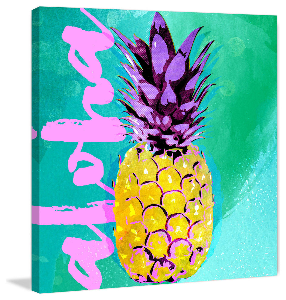 Marmont Hill, "Pineapple Aloha" by Rick Martin Painting on Wrapped Canvas, 40x40