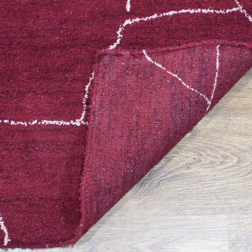 HAND KNOTTED LOOM SILK ECO-FRIENDLY RUGS-8'x10',Rectangle,Red White,Contemporary