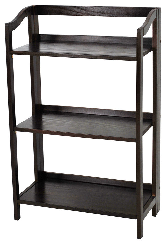 Stratford 3-Shelf Folding Bookcase, Espresso, 3-Shelf