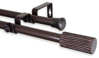 Cedar 13/16 inch Double Corner Window Curtain Rod, Cocoa, 48-84"