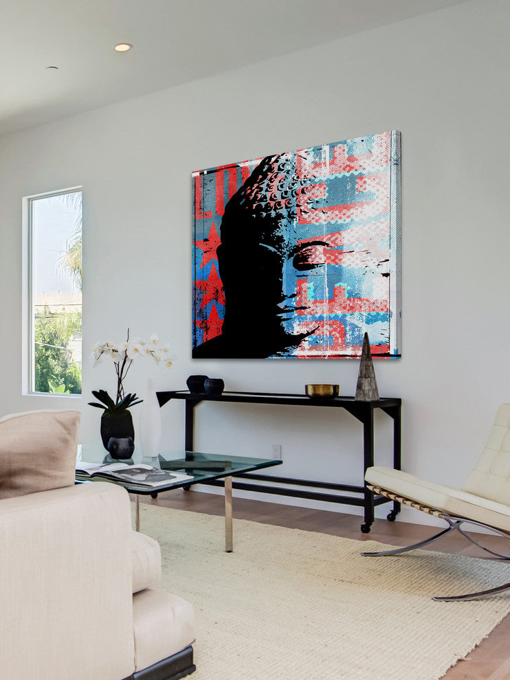 Marmont Hill, "Buddha Graffiti" by Rick Martin Painting on Wrapped Canvas, 32x32