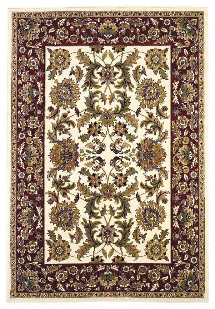 Cambridge 7303 Ivory, Red Kashan, 5'3"x7'7"
