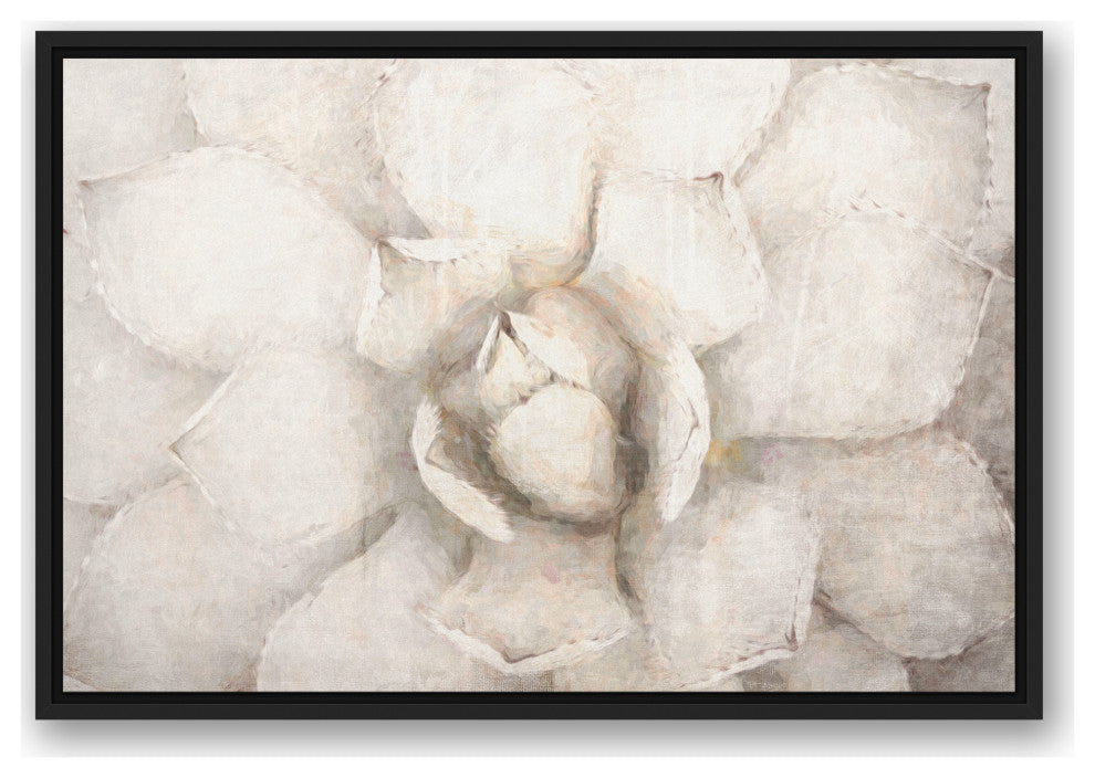 Choppy Painted Succulent 2 20x30 Black Floating Framed Canvas