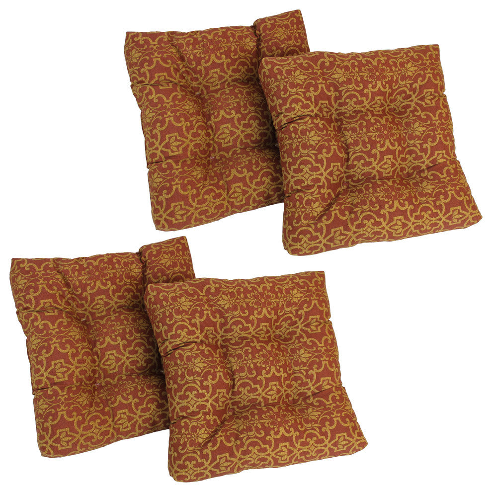 19" Squared Tufted Dining Chair Cushion, Set of 4, Vanya Papprika