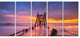 "Broken Wooden Bridge At Sunset" Sea Pier and Bridge Wall Art, 5 Panels, 60"x28"