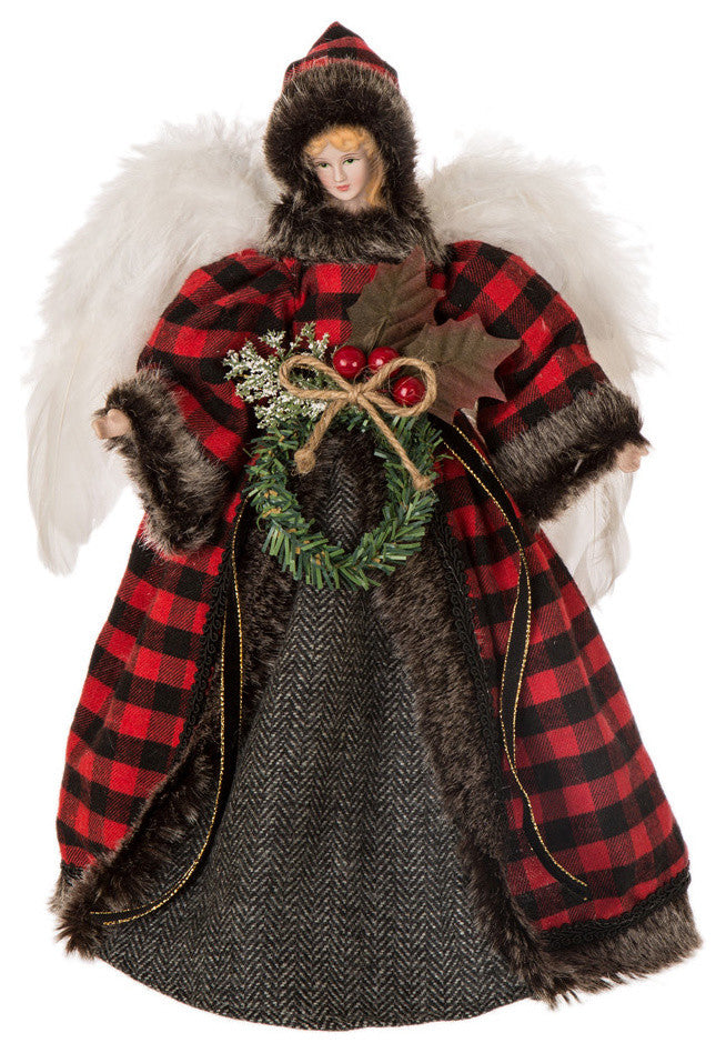 12"H Plaid Angel Tree Top
