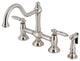 KS3798GLBS Restoration Bridge Kitchen Faucet With Brass Sprayer, Brushed Nickel