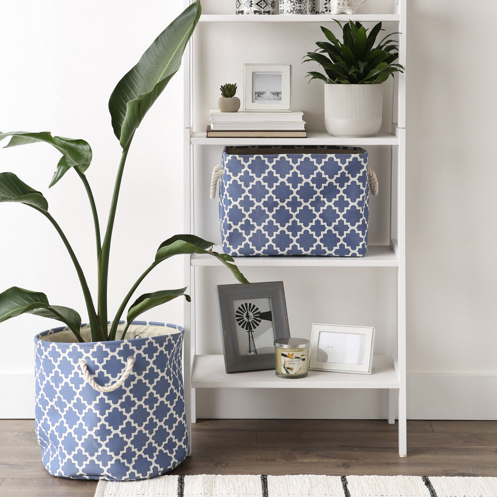 DII Polyester Bin Lattice French Blue Round Large