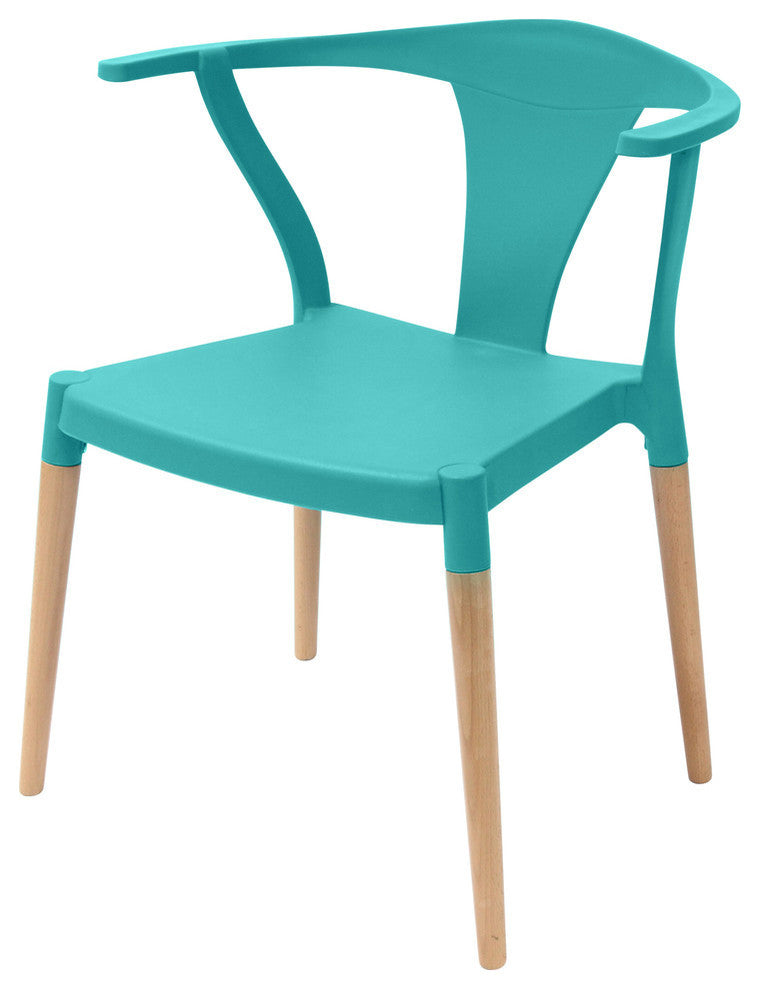 Icon Series Modern Dining Arm Chairs With Beech Wood Leg, Set of 2, Turquoise