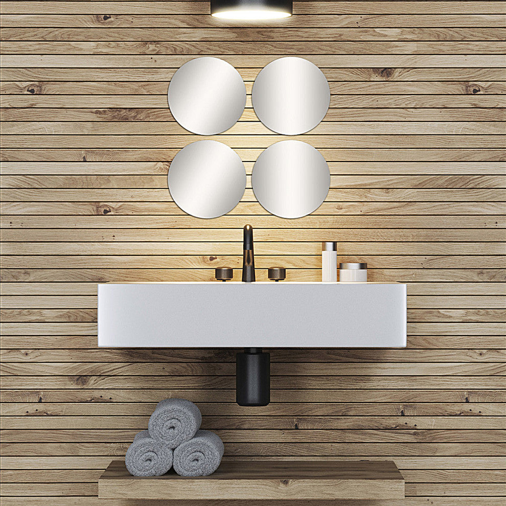 Small Decorative Wall Self Adhesive Shaped Mirrors, Set of 4, Round