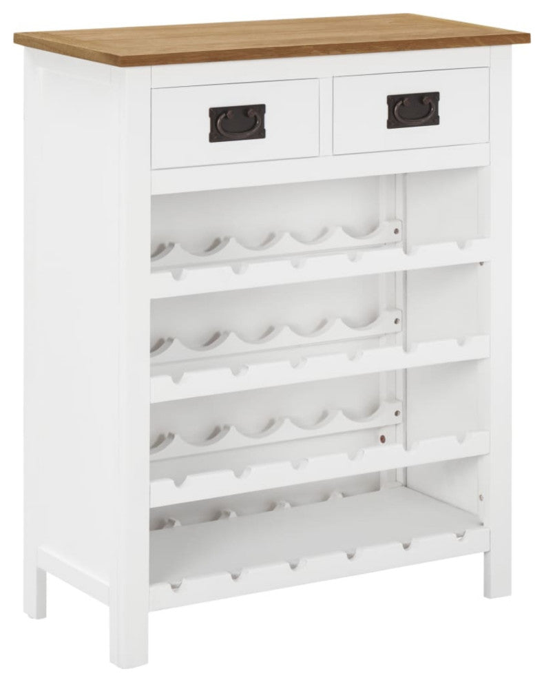 Vidaxl Wine Cabinet 28.3"x12.6"x35.4" Solid Oak Wood