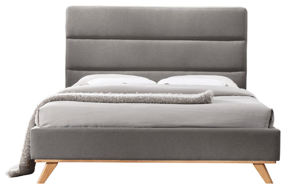 Kennedy Upholstered Platform Bed, Gray, Queen