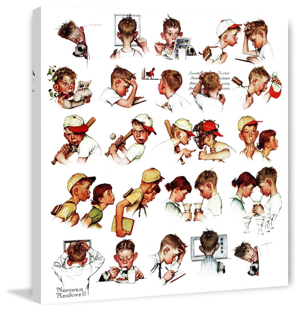 "Day in the Life of a Boy" Print on Canvas by Norman Rockwell
