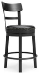 Benzara BM248093 Swivel Barstool With Nailhead Trim and Leatherette Seat, Black