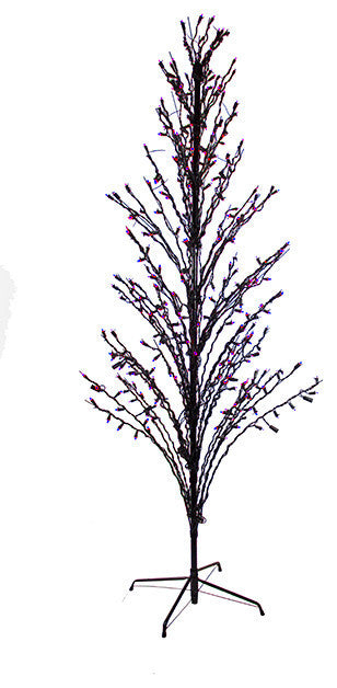 9' LED Lighted Halloween Cascade Twig Tree Outdoor Yard Art Decoration, Purple