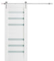 Barn Door 42 x 96 Frosted Glass, Quadro 4266 White, Silver 8' Set