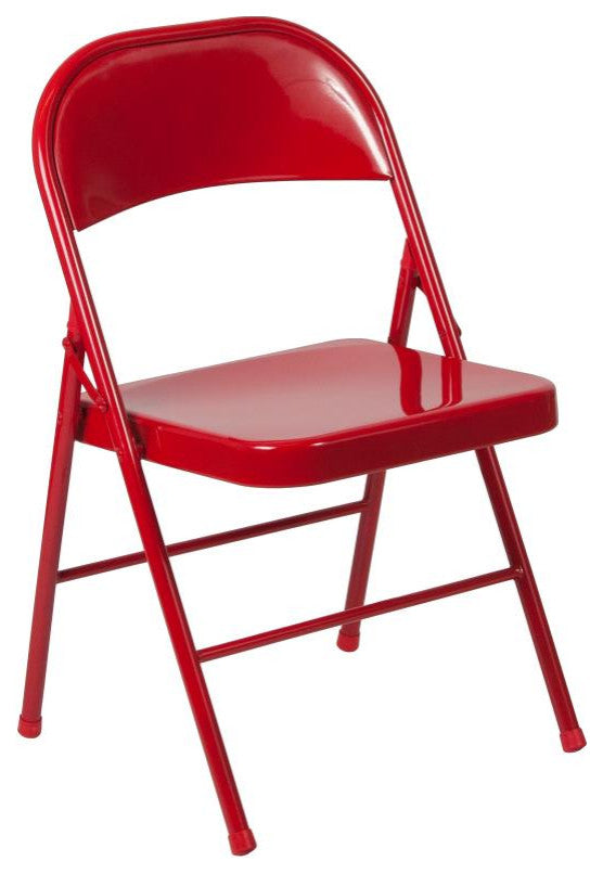 2 Pack HERCULES Series Double Braced Metal Folding Chair, Red