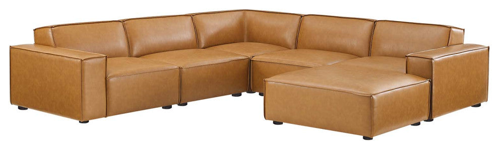Restore 6-Piece Vegan Leather Sectional Sofa Tan