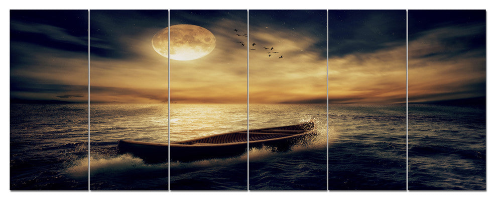 Middle of Ocean after Storm, Floral Canvas Art Print, 70"x28", 6 Panels