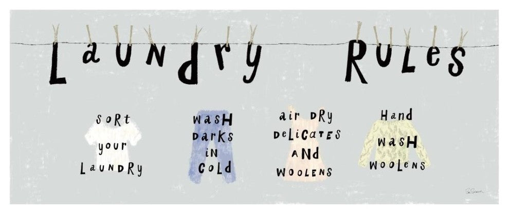 "Laundry Rules I" Digital Paper Print by Sue Schlabach, 32"x14"