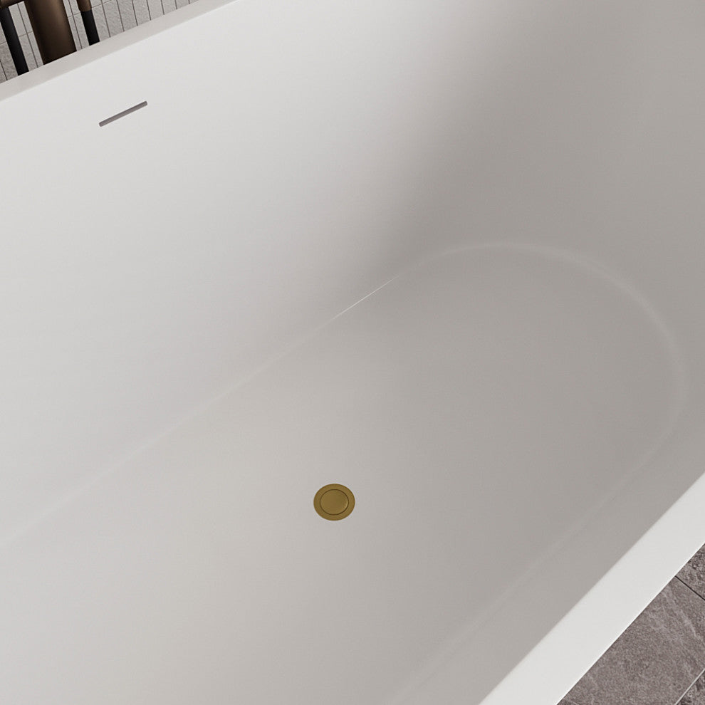 59" Streamline NDR-362-11-BGL Freestanding Tub, Tray, Drain in Brushed Gold