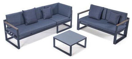 LeisureMod CSLBL-80BU Chelsea Sectional Headrest&Coffee Table Blue Cushions
