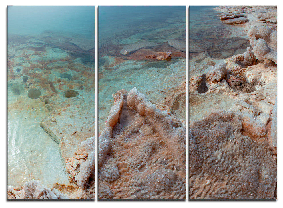 Dead Sea Shore with Crystallized Salt - Landscape Wall Art - 36x28 - 3 Panels