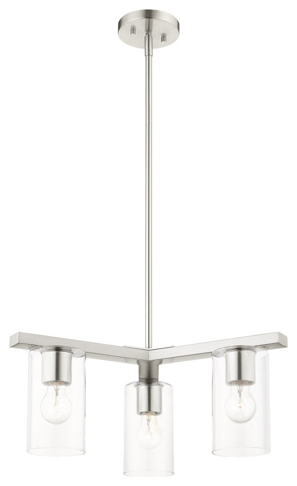 Livex Lighting Zurich 3 Light Brushed Nickel Chandelier
