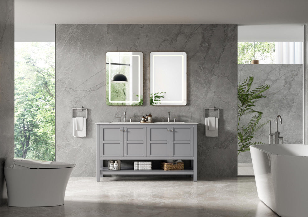 Home Living 54" Double Bathroom Vanity, Grey