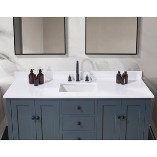 Andalo Engineered Stone Vanity Top, Snow White With White Sink, Single, 61"