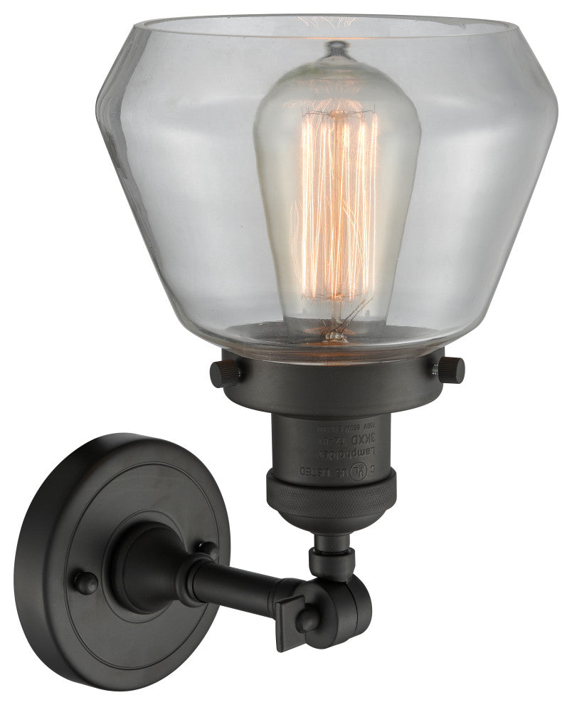 Fulton 1-Light Sconce, Clear Glass, Oil Rubbed Bronze