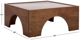 Safavieh Couture Jaslina Marble Top Coffee Table, Dark Walnut/Brown
