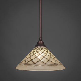 Stem Pendant In Bronze, 16" Chocolate Icing Glass