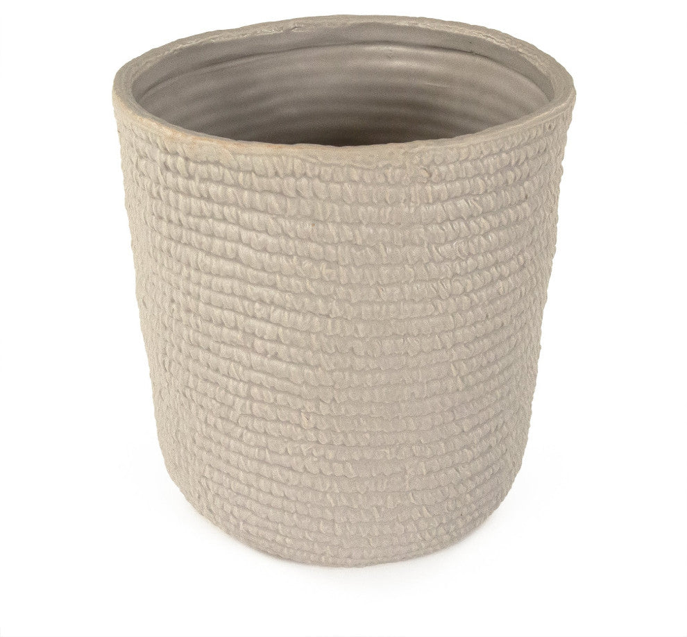 Grey Cross Weave Vase Large