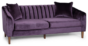 Susan Contemporary Velvet 3-Seater Sofa, Blackberry/Dark Brown