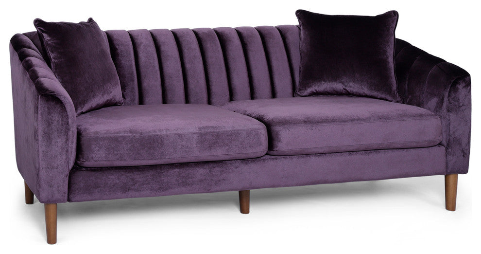 Susan Contemporary Velvet 3-Seater Sofa, Blackberry/Dark Brown